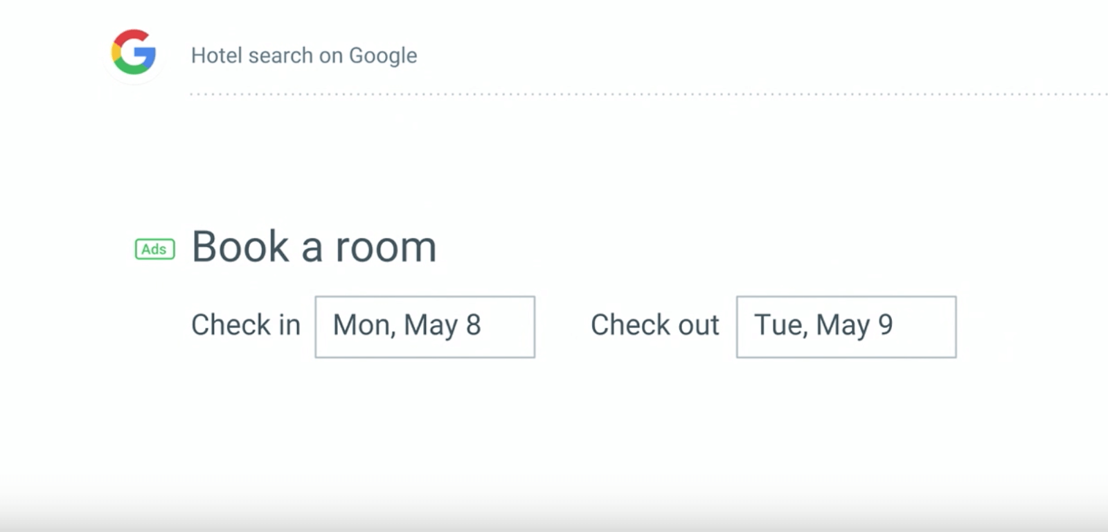 Hotel Search Google UX Writing